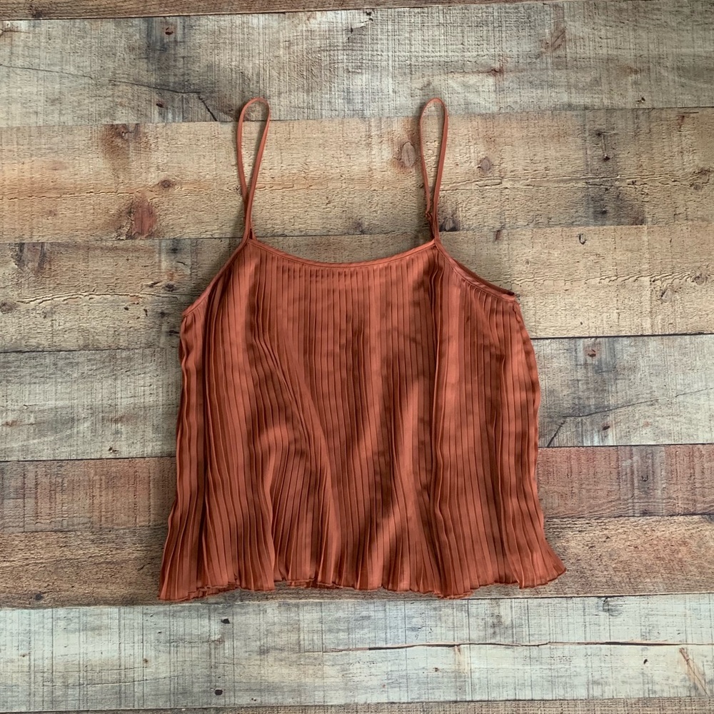 Pleated Burnt Orange Forever 21 Spaghetti Strap - Picture 2 of 3